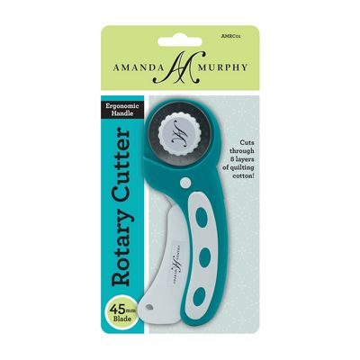 NEW Amanda Murphy Rotary Cutter 45mm Ergonomic in Teal/White AMRC01