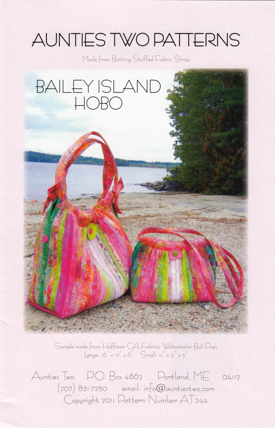 Aunties Two Patterns Bailey Island Hobo Bag Pattern AT244