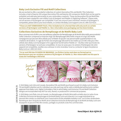 Baby Lock Fills & Motifs Zandra Shaw Collection SKU:BLA-IQFM-ZS