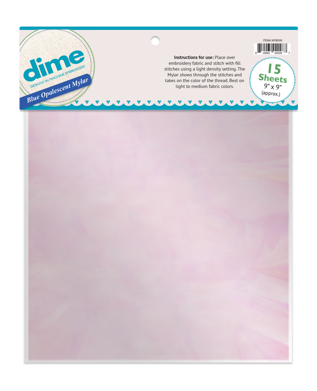 Dime Blue Opalescent Mylar 15 pack 9" x 9" MYBO99