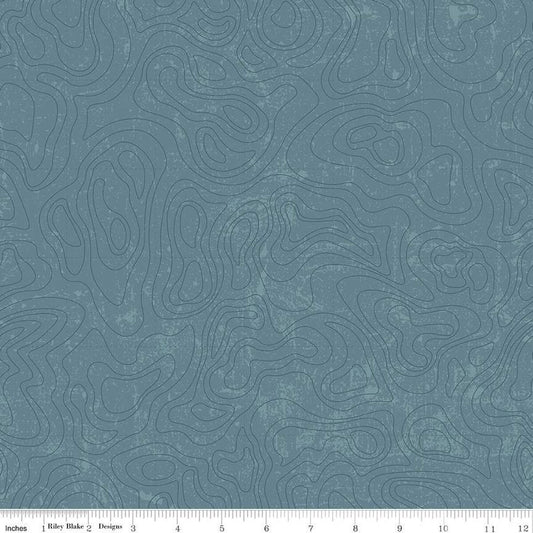 Riley Blake National Parks Topographic Blue C13293-BLUE  SOLD BY THE QUARTER YARD