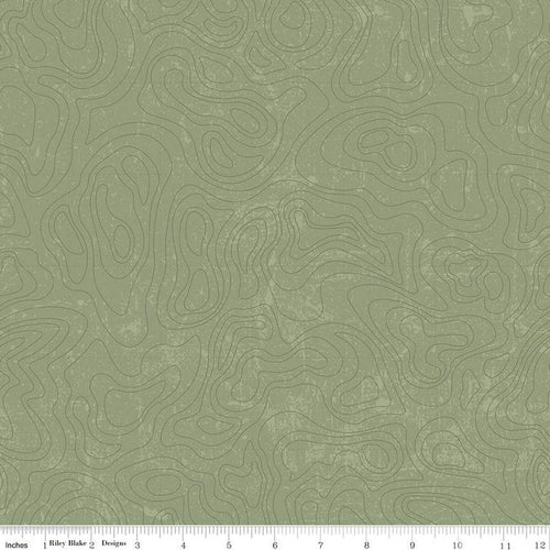 Riley Blake National Parks Topographic Green C13293-GREEN  SOLD BY THE QUARTER YARD