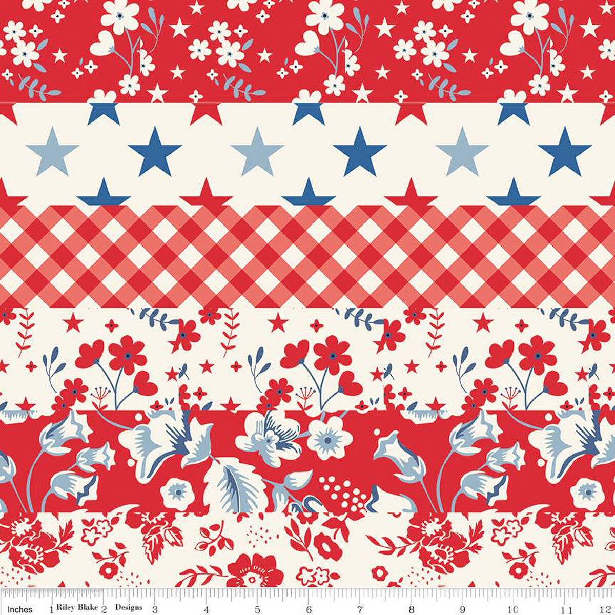 Riley Blake Freedom Garden C15626 Red Cheater Fabric SOLD BY THE YARD
