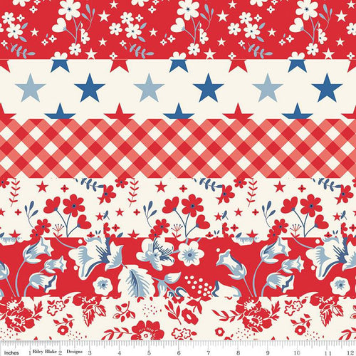 Riley Blake Freedom Garden C15626 Red Cheater Fabric SOLD BY THE YARD