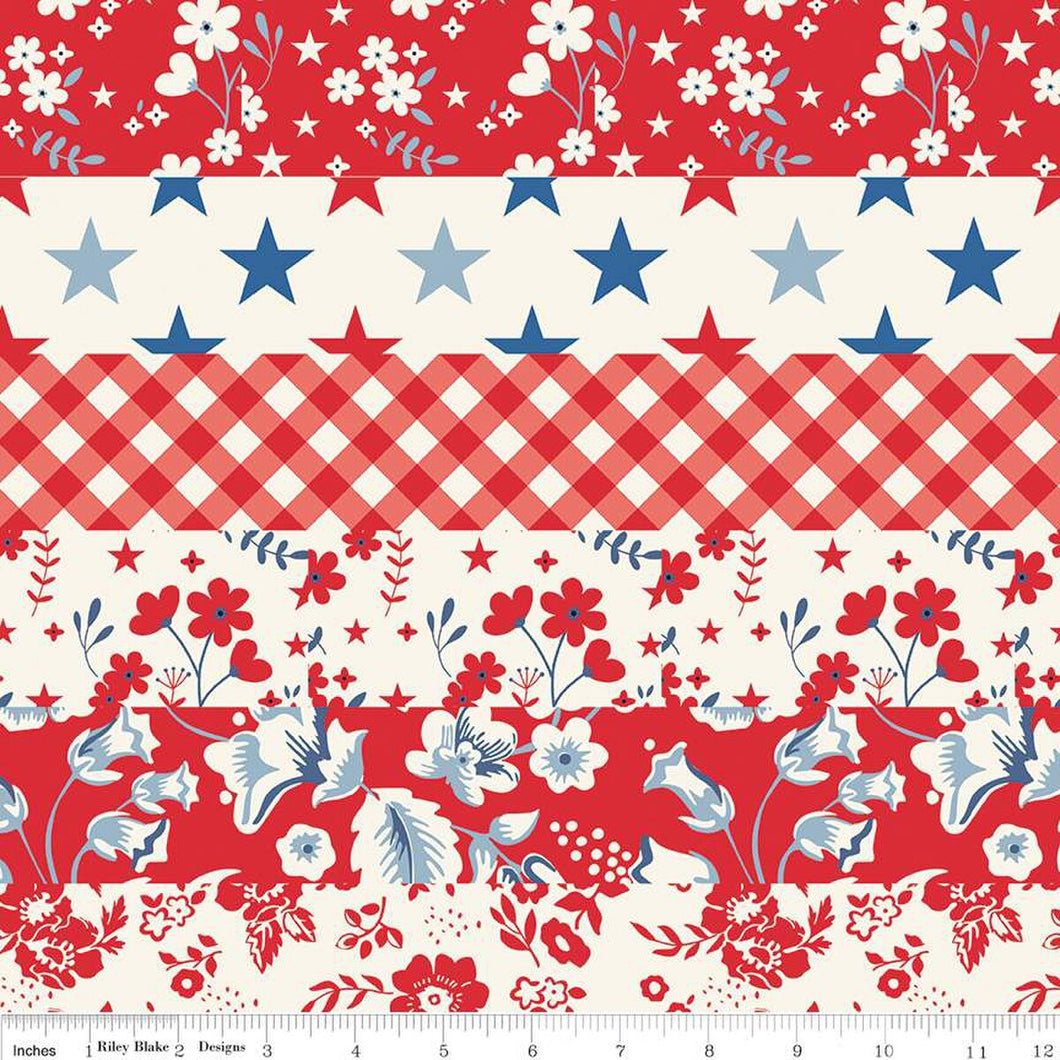 Riley Blake Freedom Garden C15626 Red Cheater Fabric SOLD BY THE YARD