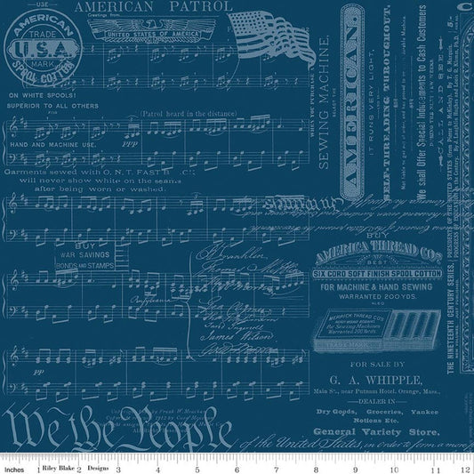Sew America Patriotic Text Blue C17345 | Fabric Sold by the yard