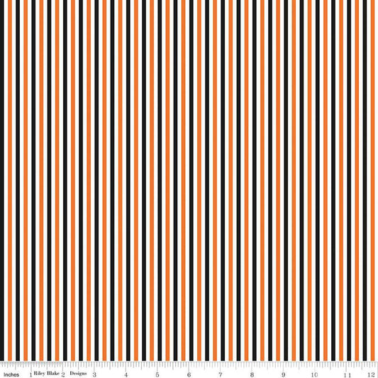 Riley Blake Seasonal Basics 1/8" Stripe Halloween SKU: C495-HALLOWEEN Fabric sold per yard