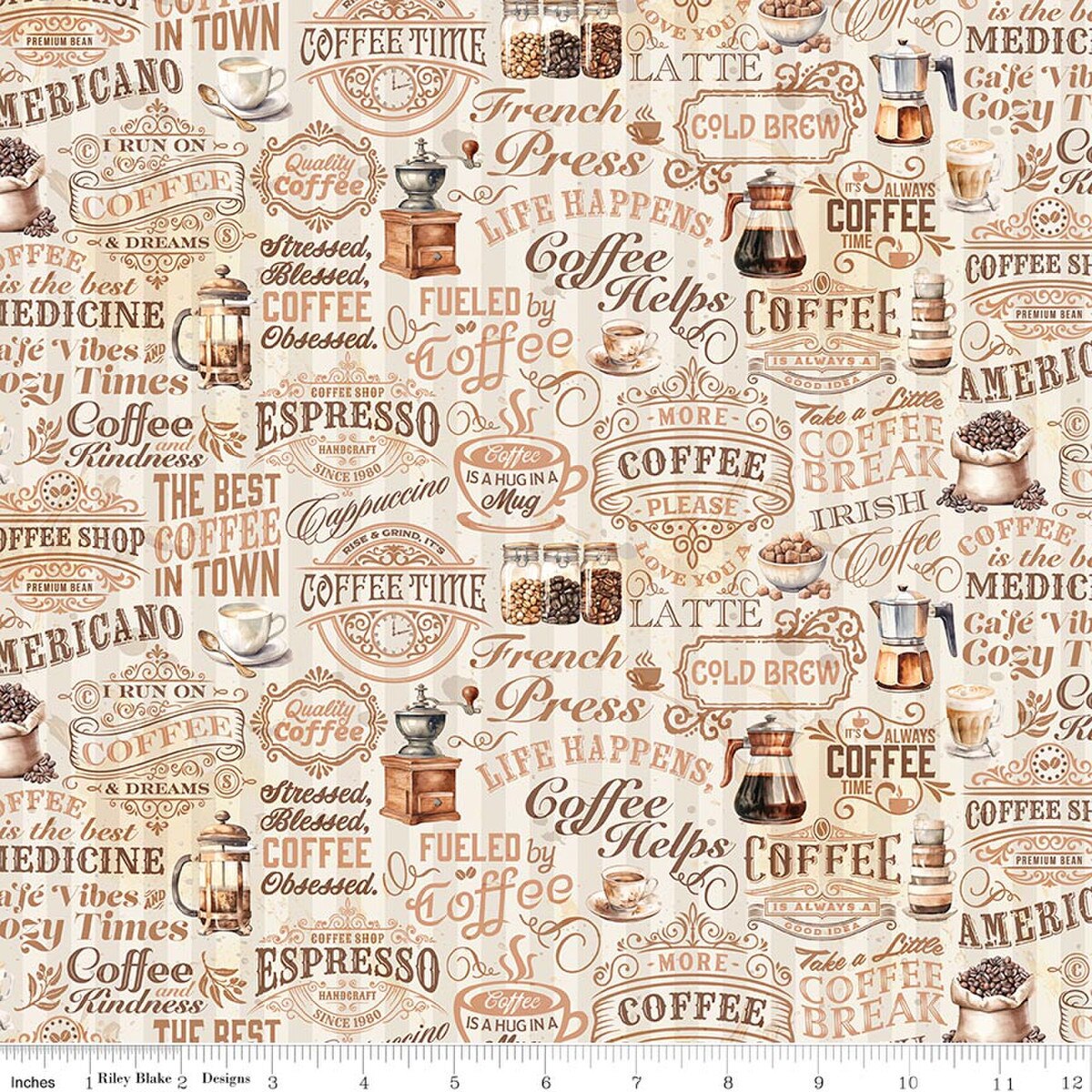 Riley Blake Coffee Time Fabric Collection Sold By The Yard (USE DROP DOWN MENU)