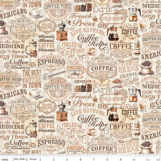 Riley Blake Coffee Time Fabric Collection Sold By The Yard (USE DROP DOWN MENU)
