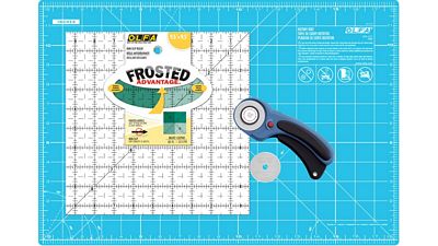 OLFA Start to Quilt Kit CUTCOMBO22 Rotary Mat, Ruler, Cutter, and Blades