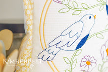 Load image into Gallery viewer, Kimberbell August 2024 Digital Dealer: August Happy as a Lark Trapunto Pillow Fabric Kit (WITH OR WITHOUT PILLOW)