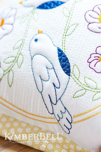 Kimberbell August 2024 Digital Dealer: August Happy as a Lark Trapunto Pillow Fabric Kit (WITH OR WITHOUT PILLOW)