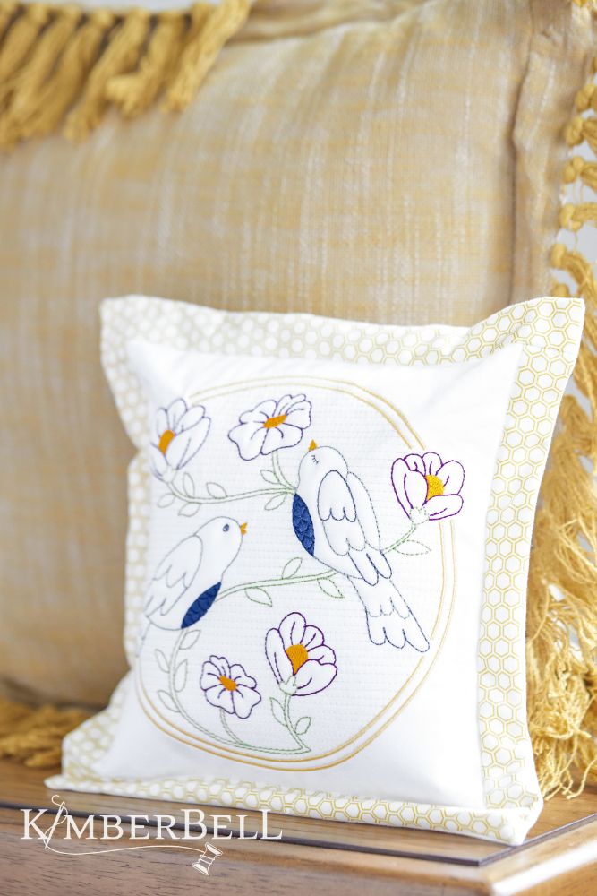 Kimberbell August 2024 Digital Dealer: August Happy as a Lark Trapunto Pillow Fabric Kit (WITH OR WITHOUT PILLOW)