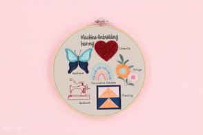 Kimberbell Digital Dealer 2024: March Embroidery Hoop Stitch Sampler FABRIC KIT WITH EMBROIDERY HOOP