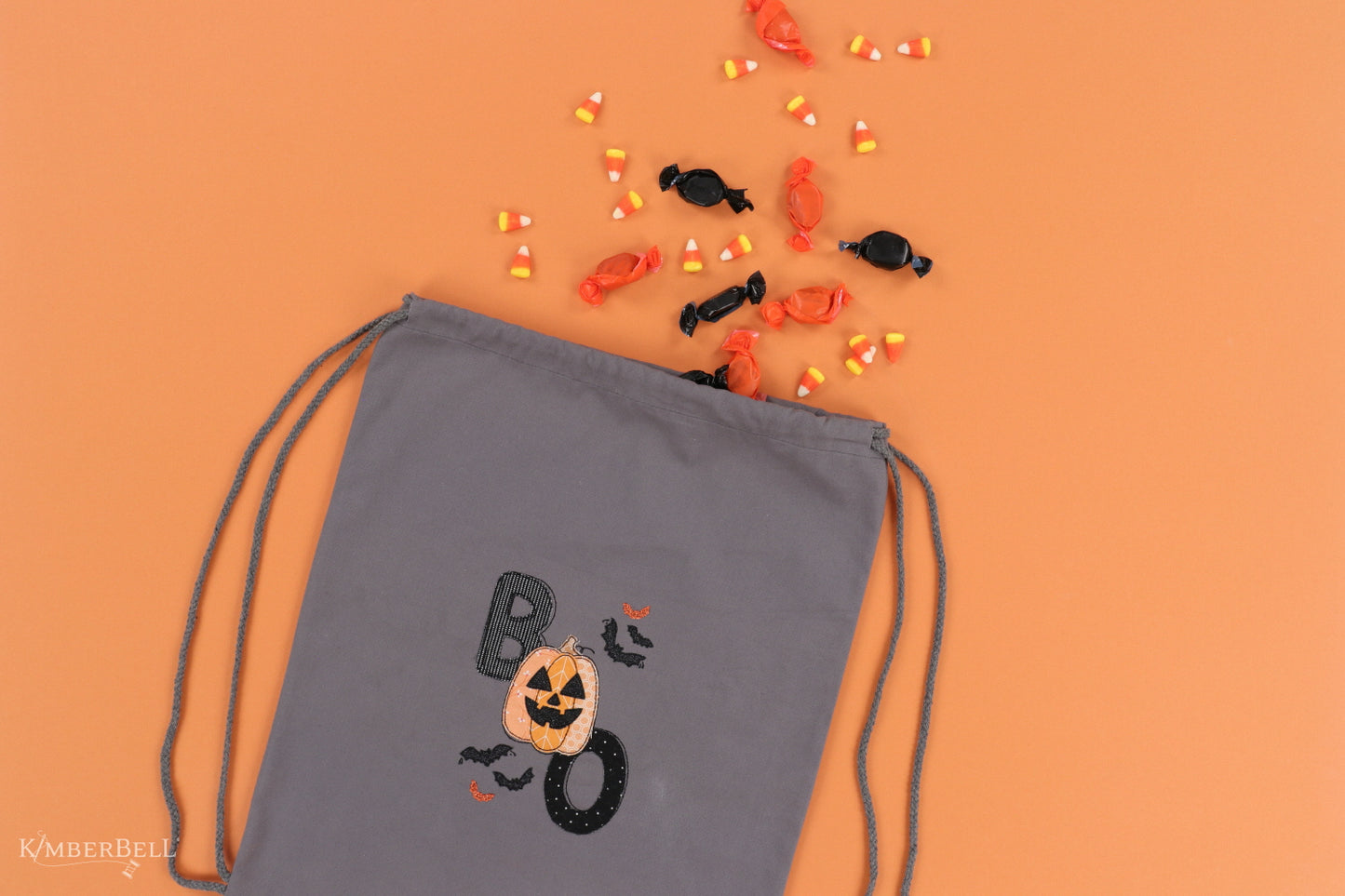 Kimberbell Digital Dealer September 2024 Fab-Boo-Lous Canvas Backpack Fabric Kit AND/OR Design