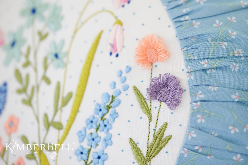 Kimberbell Digital Dealer 2024: January Hello Spring Round Pillow FABRIC KIT AND PILLOW