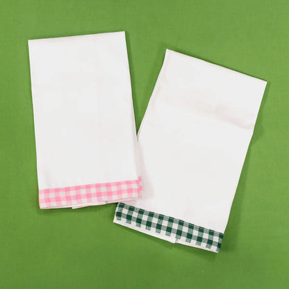 Kimberbell Tea Towel Blanks w/ Gingham Trim- Pink and Green KDKB277