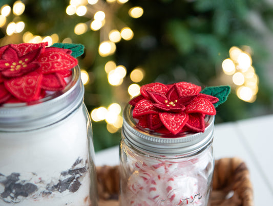 Kimberbell December Demo Day 2023: Poinsettia Jar Topper FABRIC KIT with Optional Jar