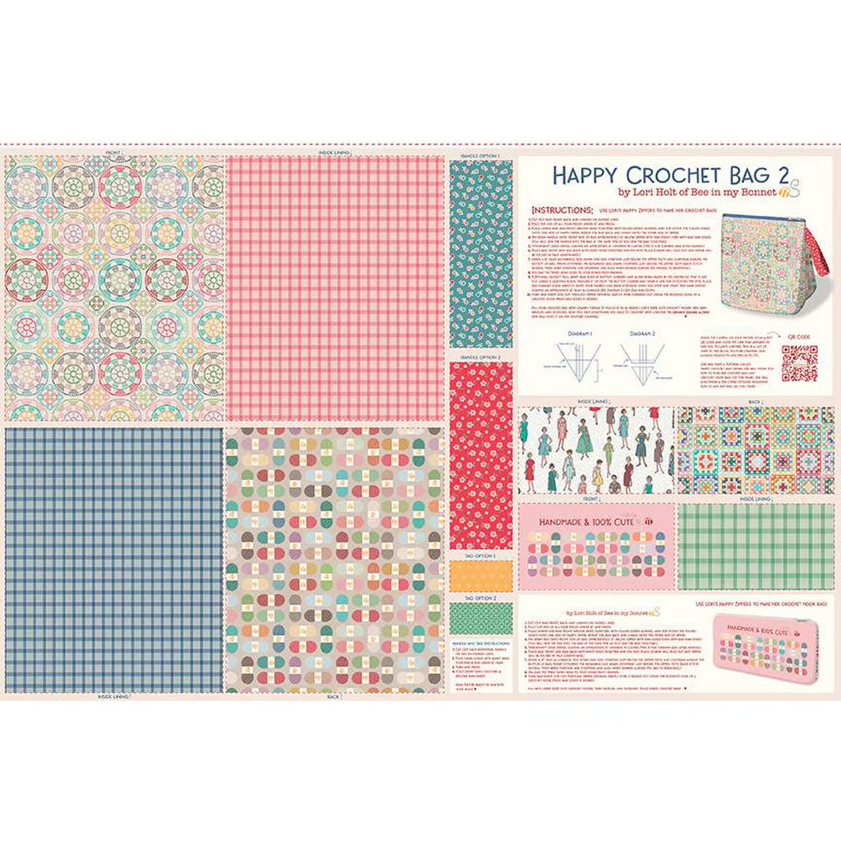 Riley Blake Chunky Thread Home Décor Happy Crochet & Crochet Hook Bags Panel SKU: HD15325-PANEL