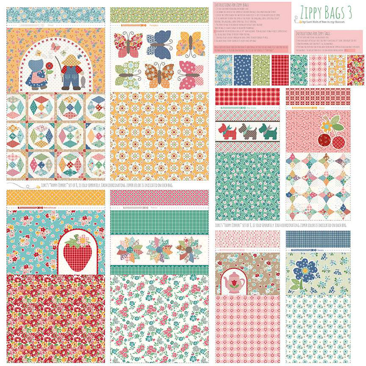 Lori Holt Home Decor Zippy Bags 3 Panel  HD15572-PANEL