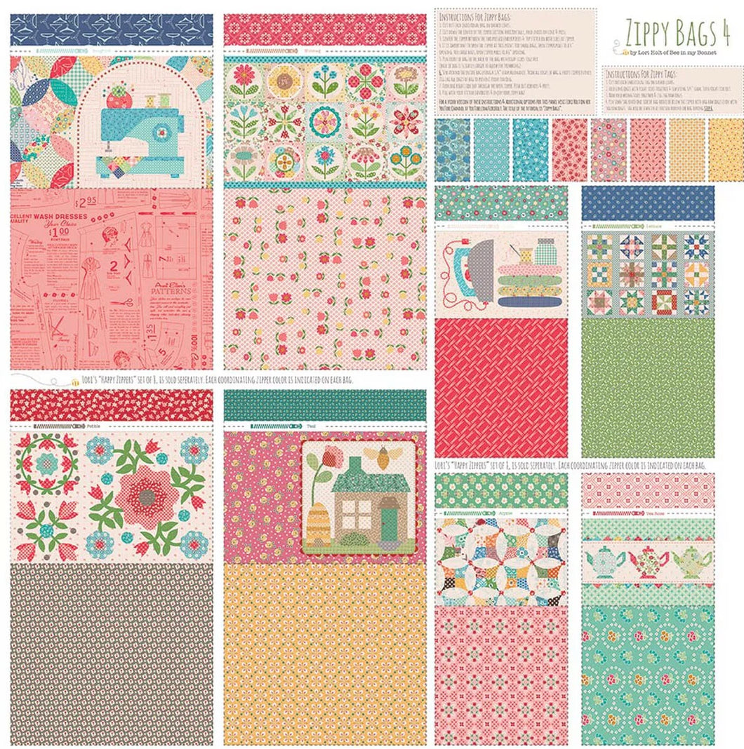 Lori Holt Home Décor Zippy Bags 4 Panel  HD17370-PANEL AND/OR Happy Zippers 3 ST-46804 (USE DROP DOWN MENU TO MAKE SELECTION) PREORDER PRODUCT DUE OUT DECEMBER 2025