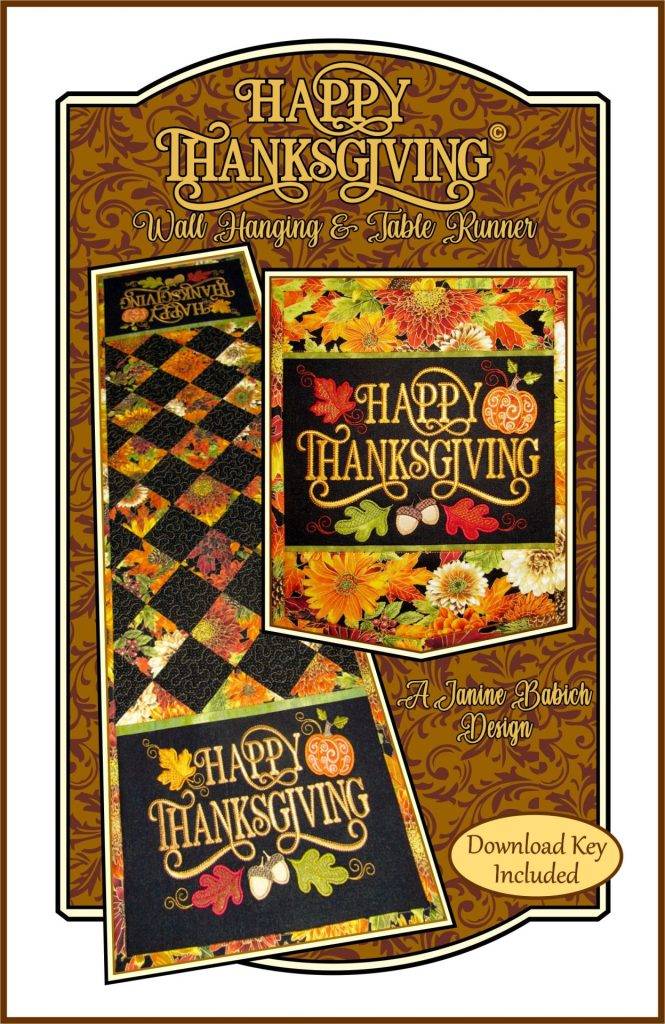 FABRIC KITS for Janine Babich Happy Thanksgiving Wall Hanging FABRIC KIT OR Table Runner FABRIC Kit - USE THE DROP DOWN TO MAKE YOUR SELECTION
