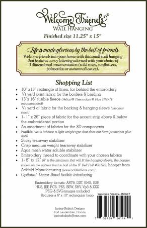 Janine Babich Welcome Friends Wall Hanging # JBDWF Design