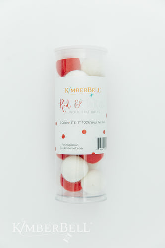 Wool Felt Balls Red & White Set of 16 KDKB1239