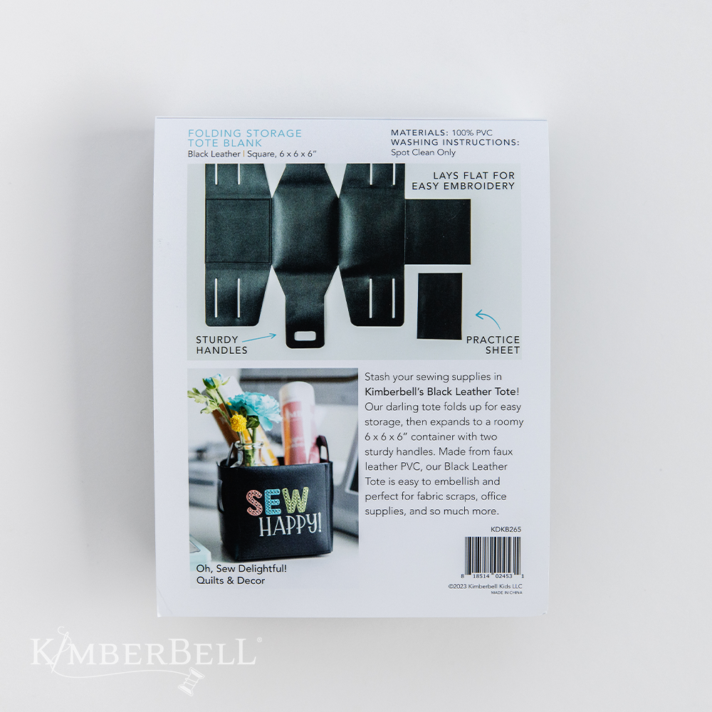Kimberbell Folding Storage Tote Blank, Black Leather  KDKB265