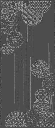 Wagara Sashiko Panel Waterfalls Gray # KF1125-13D