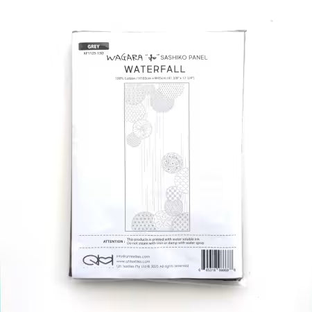 Wagara Sashiko Panel Waterfalls Gray # KF1125-13D