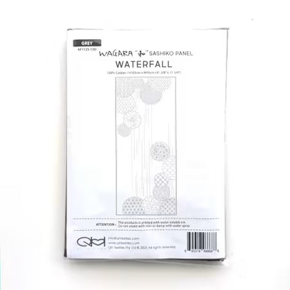 Wagara Sashiko Panel Waterfalls Gray # KF1125-13D