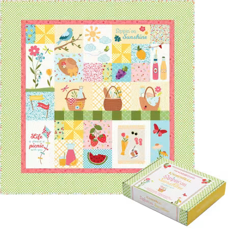25% off Kimberbell Sippin' On Sunshine Quilt Bundle INLCUDES FABRIC KIT, EMBELLISHMENT KIT,  MACHINE EMBROIDERY DESIGN OPTIONAL NEEDLE MINDER - USE DROPDOWN TO MAKE YOUR SELECTION