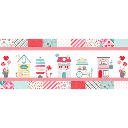 Kimberbell Quilt Kit Sweetheart Street Bench Pillow Fabric Kit, 16in x 38in  KIT CUT IN OUR STORE WITHOUT BOX