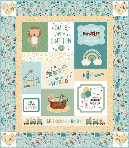 Riley Blake Baby Boy Cute as a Button Panel Quilt Kit KT-16760