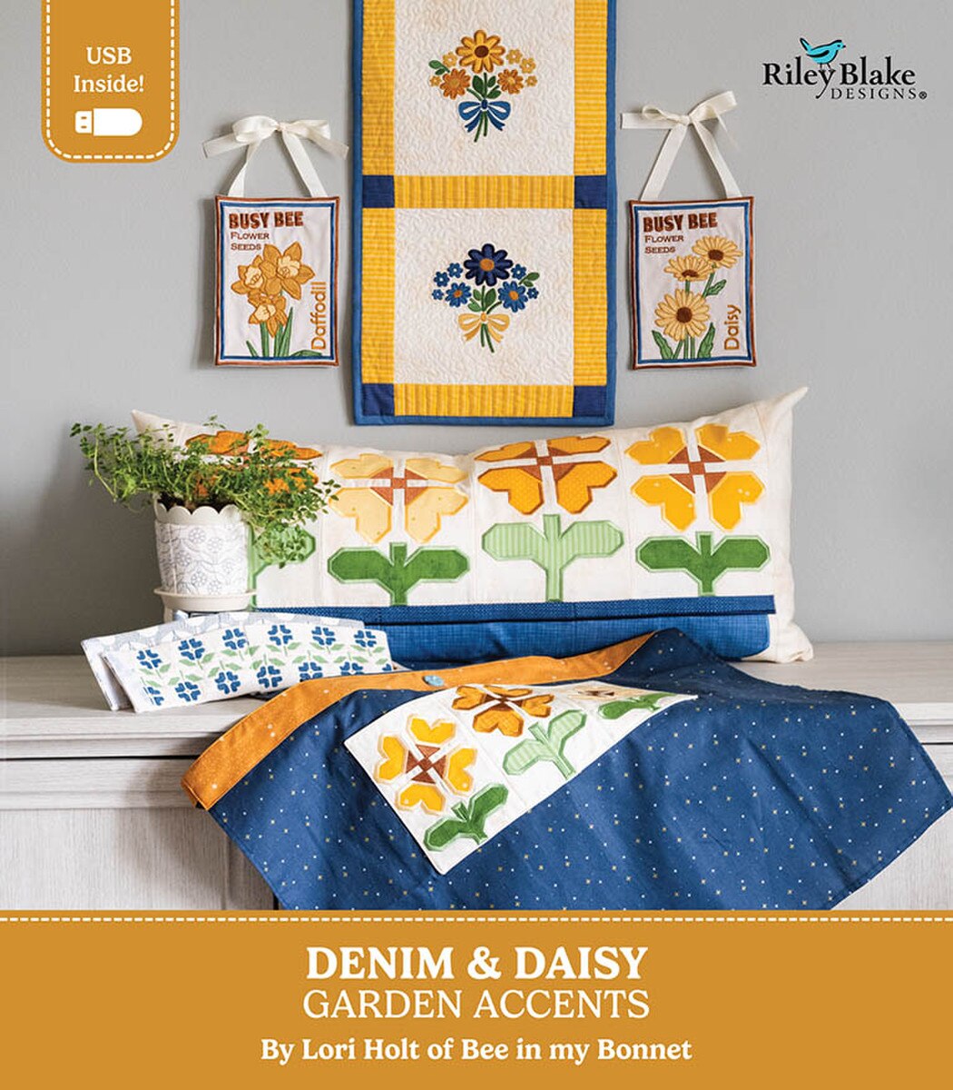 PREORDER Riley Blake Demin and Dasiy Machine Embroidery Garden Accents SKU: ME018GDA26R1 | Release Date November 2026
