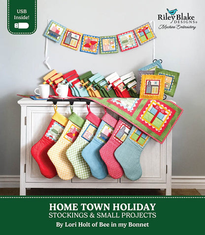 PREORDER Riley Blake Machine Embroidery Lori Holt  Home Town Holiday Stockings & Small Projects ME018HTS25R5 DUE OUT AUGUST 2026