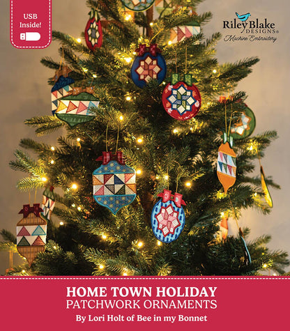 PREORDER- Riley Blake Machine Embroidery Home Town Holiday Patchwork Ornaments Design by Lori Holt ME018ORN25R5 DUE OUT AUGUST 2026
