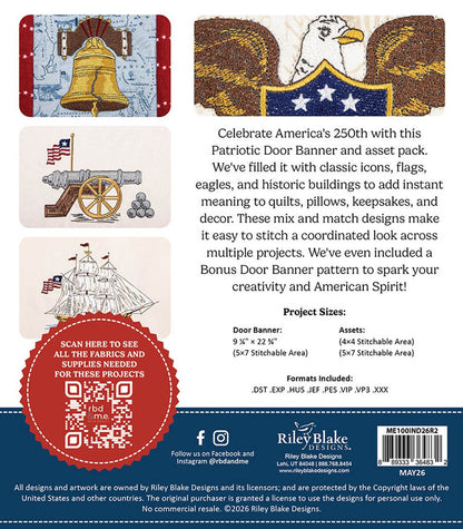 RBD and Me Machine Embroidery America 250 Door Banner and Asset Pack Designs ME100IND26R2