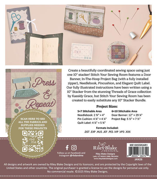 Riley Blake Machine Embroidery Stitch Your Sewing Room SKU: ME100SSR26R1