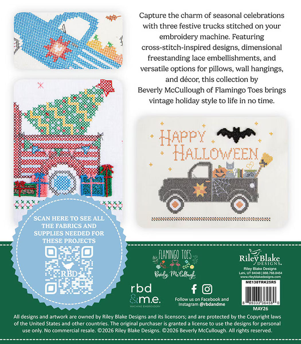 Riley Blake Vintage Holiday Trucks Volume 1 - Machine Embroidery Designs ME138TRK25R5