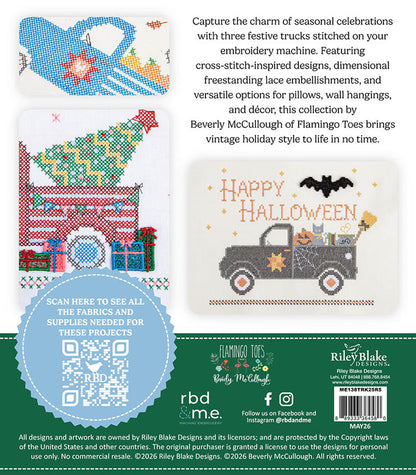 Riley Blake Vintage Holiday Trucks Volume 1 - Machine Embroidery Designs ME138TRK25R5