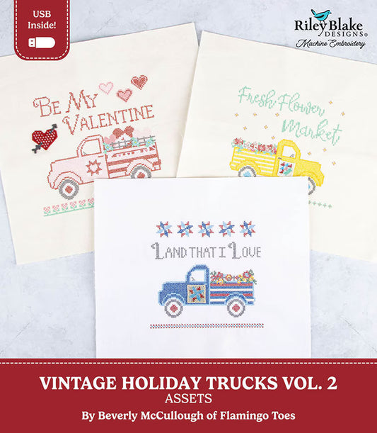 PREORDER Riley Blake Vintage Holiday Trucks Volume 2- Machine Embroidery Designs ME138TRK26R1 DUE OUT OCTOBER 2026