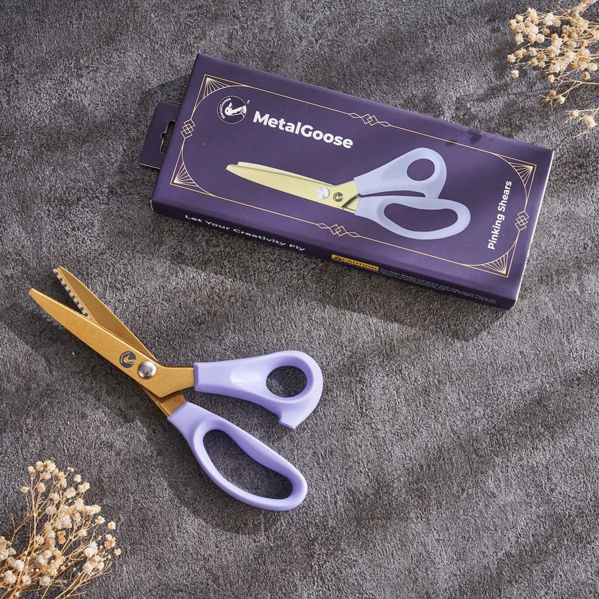 Metal Goose 9" Pinking Shears- Purple and Gold MGOMGPST02
