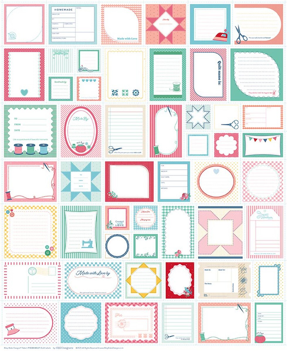 PREORDER Riley Blake Designs Quilt Labels Panel Multi SKU: P18380-MULTI DUE OUT SEPTEMBER 2026