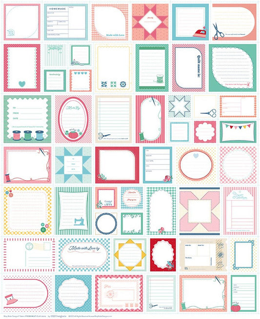 PREORDER Riley Blake Designs Quilt Labels Panel Multi SKU: P18380-MULTI DUE OUT SEPTEMBER 2026