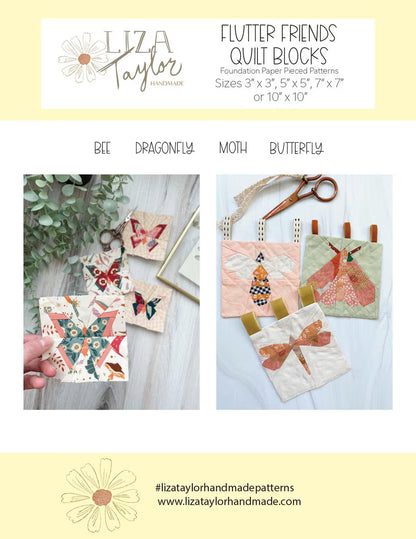 PREORDER Riley Blake Liza Taylor Handmade Flutter Friends Quilt Blocks Pattern SKU: P260-FLUTTERFRIENDS DUE OUT END OF FEBRUARY