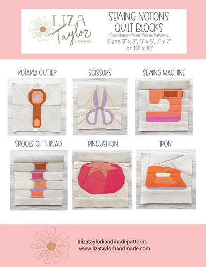 Riley Blake Liza Taylor Handmade Sewing Notions Quilt Blocks Pattern SKU: P260-SEWINGNOTIONS