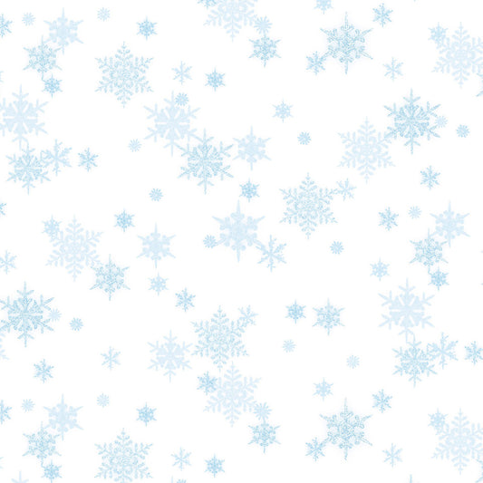 P&B Textiles Snowfall Mini Snowflakes Blue PNBSNOF-5455-WLB Fabric Sold by the Yard