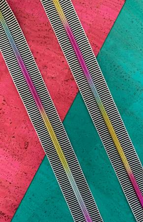 Sassafras Lane Black Stripe Zipper Tape with Rainbow Teeth # SASSKIT-17G